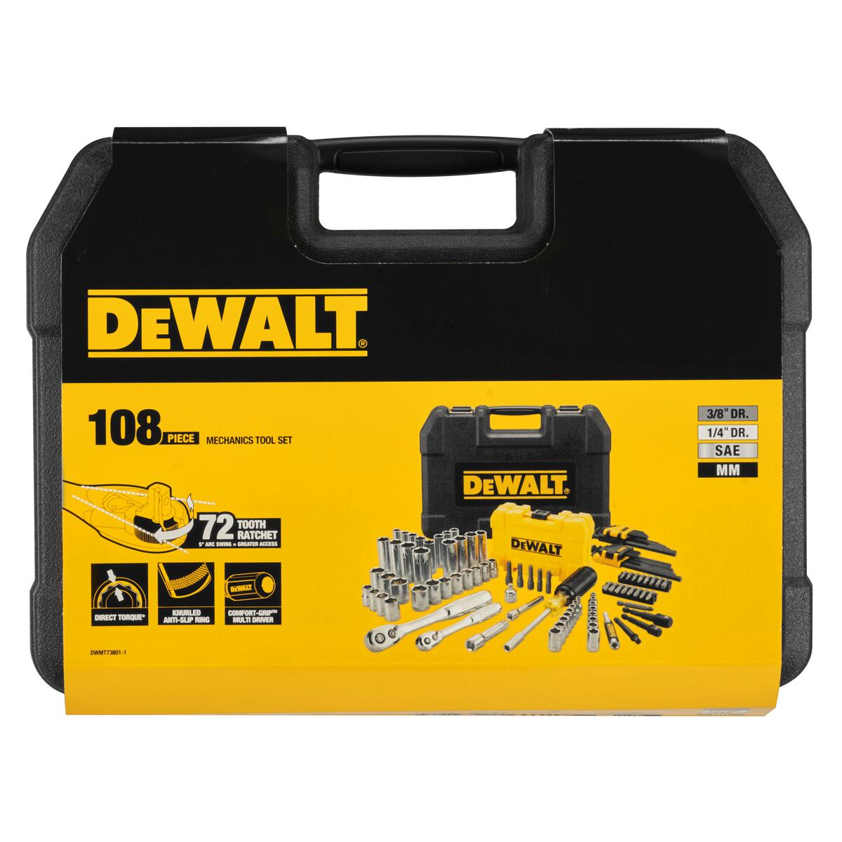 108 dílna sada hlavic a příslušenství s ráčnou 1/4" a 3/8" Dewalt DWMT73801-1