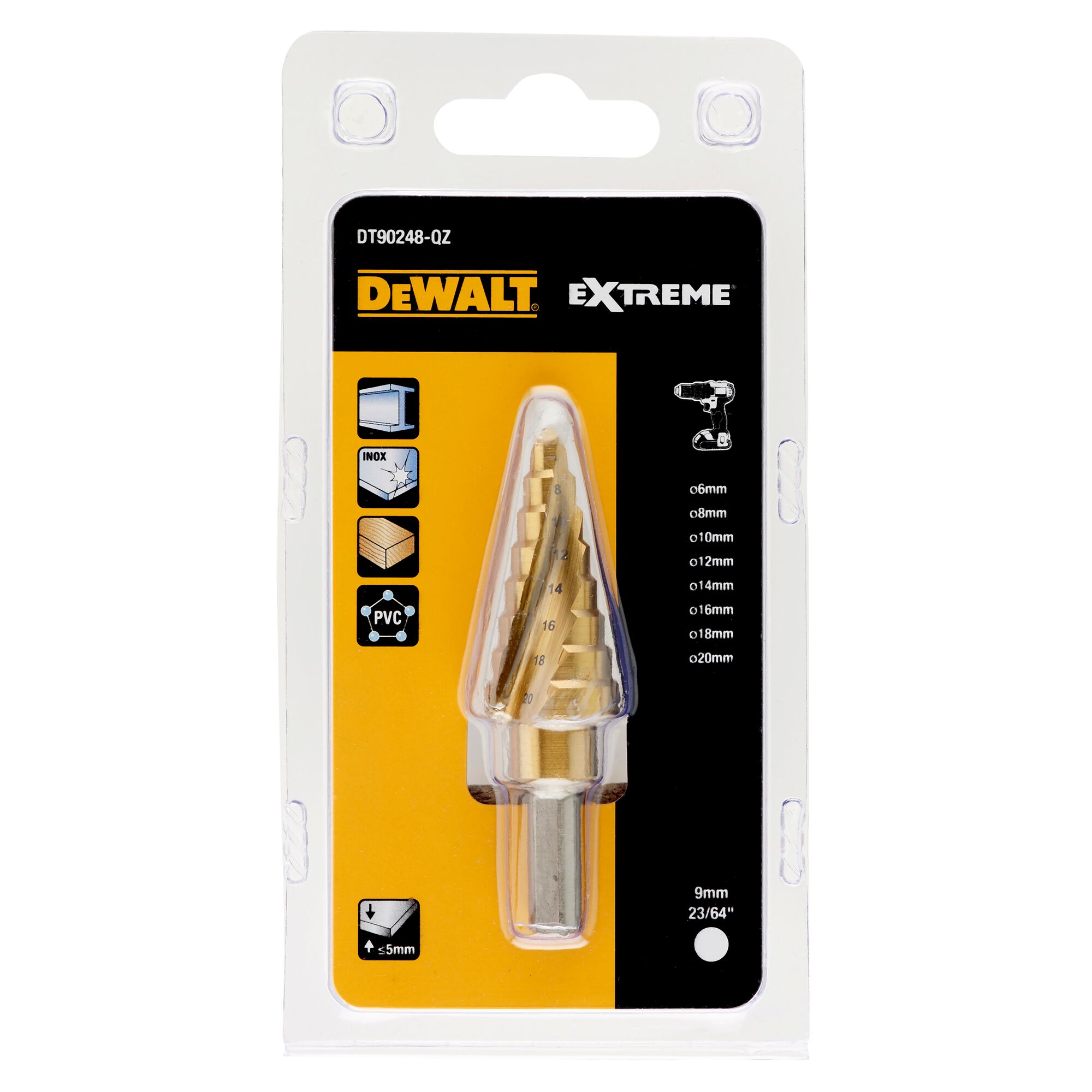 Stupňovitý vrták do kovu 6-20 mm Dewalt T90248