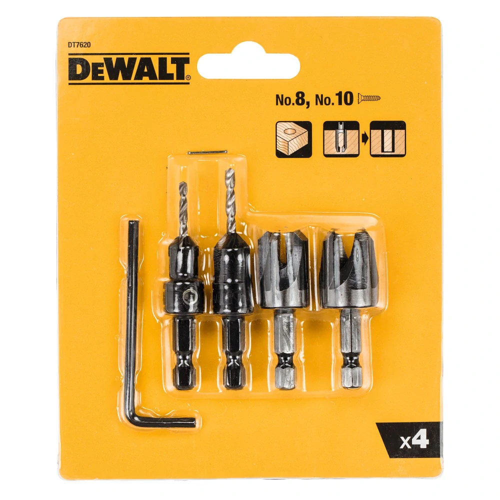 4 dílna sada záhlubníků a fréz Dewalt DT7620