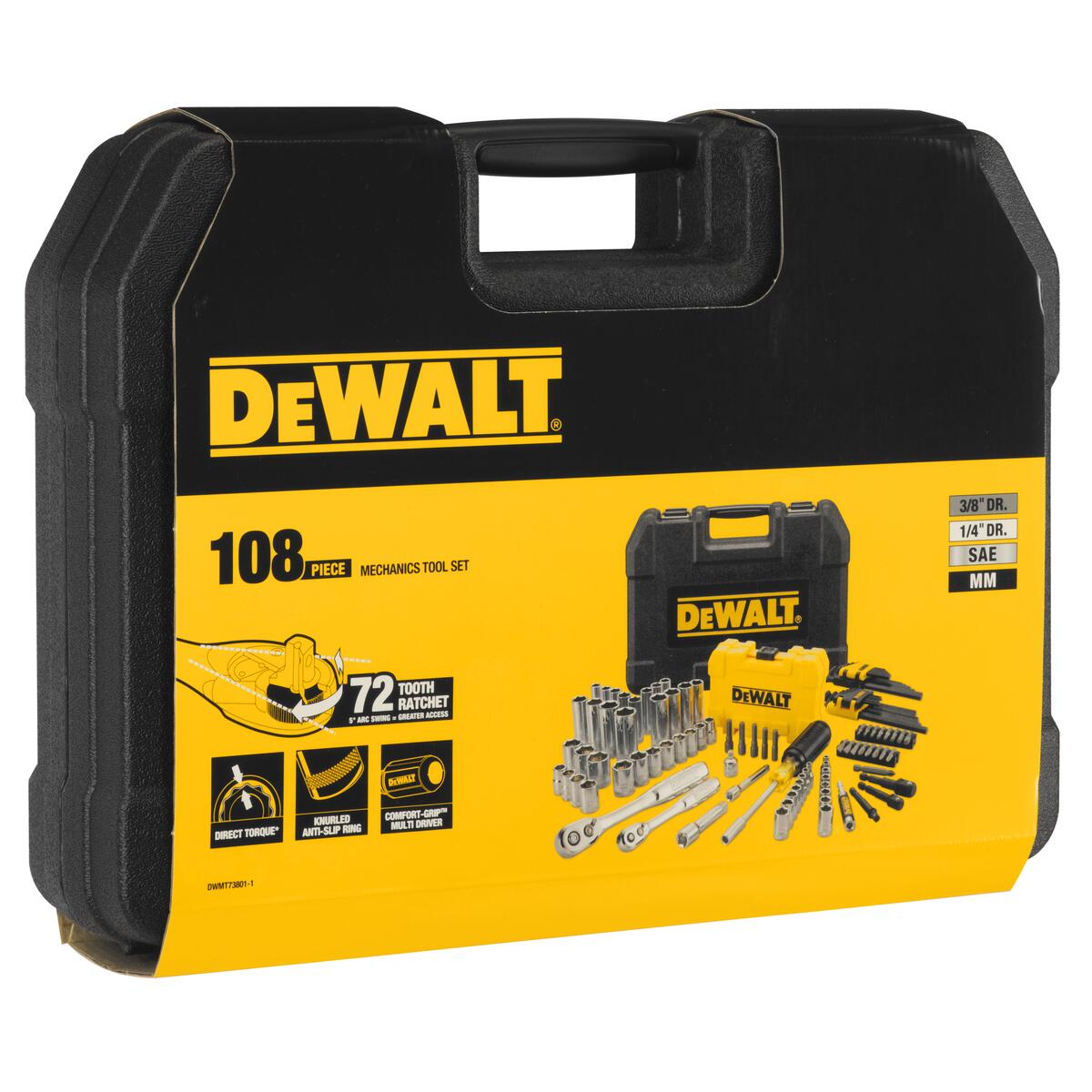 108 dílna sada hlavic a příslušenství s ráčnou 1/4" a 3/8" Dewalt DWMT73801-1