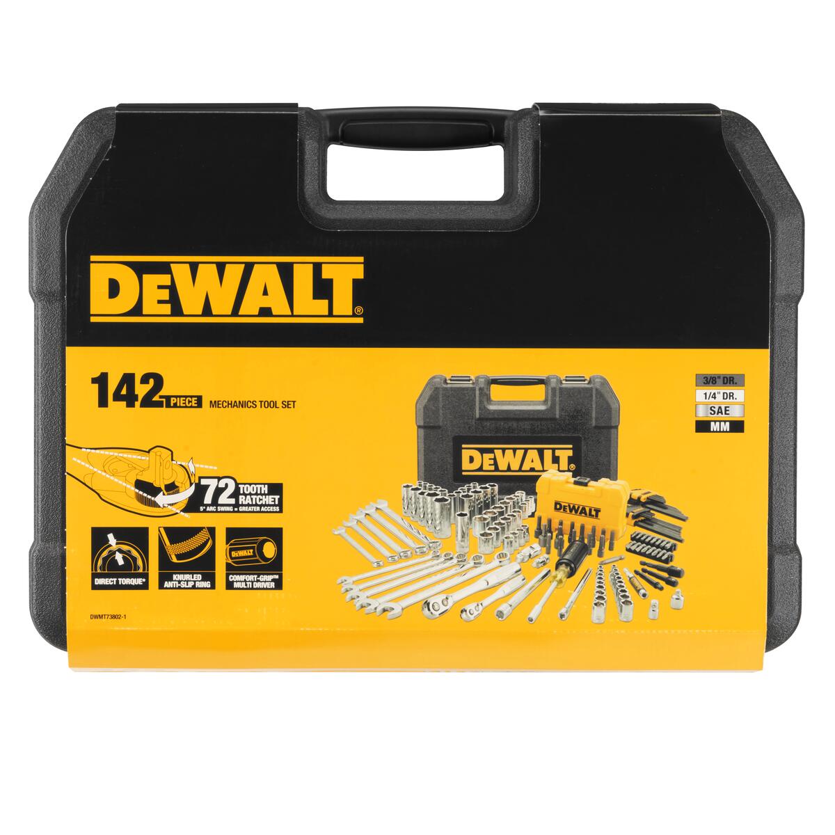 142 dílna sada hlavic a příslušenství s ráčnou 1/4" a 3/8" Dewalt DWMT73802-1
