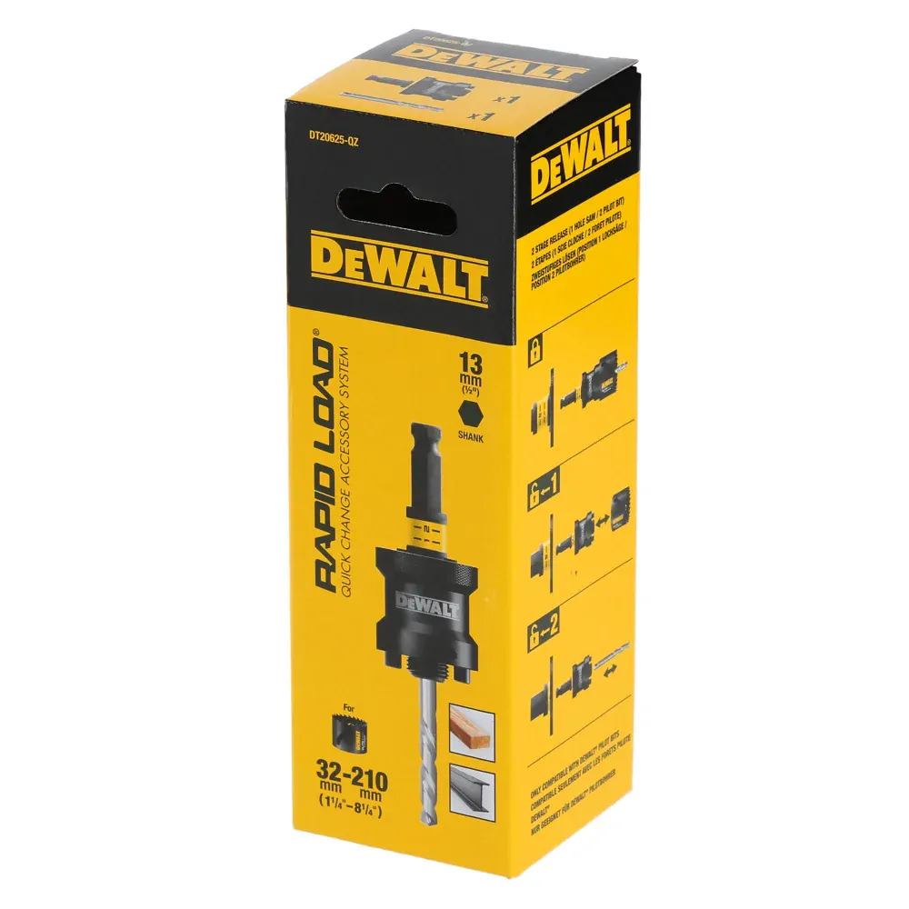 Dewalt rychlovýměnný upínací trn a středový vrták 32-210 mm DT20625