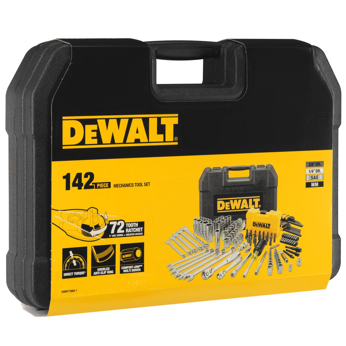 142 dílna sada hlavic a příslušenství s ráčnou 1/4" a 3/8" Dewalt DWMT73802-1