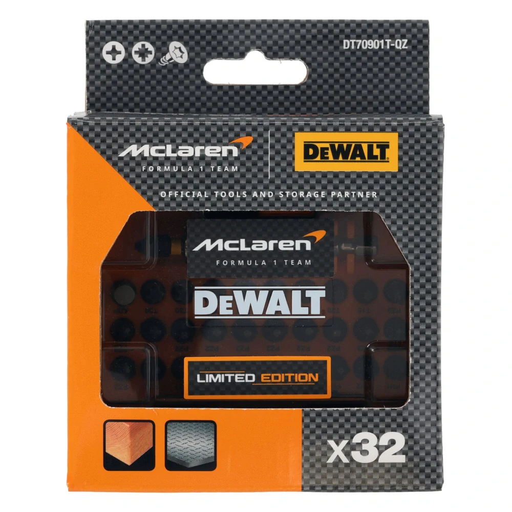 Limitovaná Dewalt/McLaren sada bitů DT70901 T