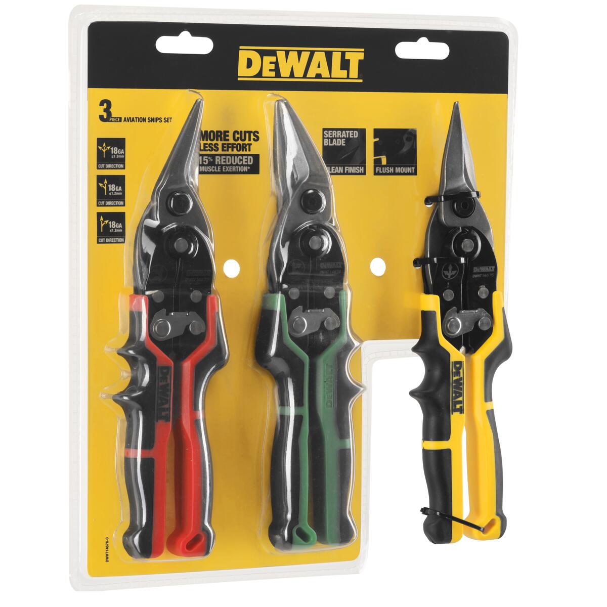Nůžky na plech ERGO AVIATION - 3 dílna sada  Dewalt DWHT14676-0