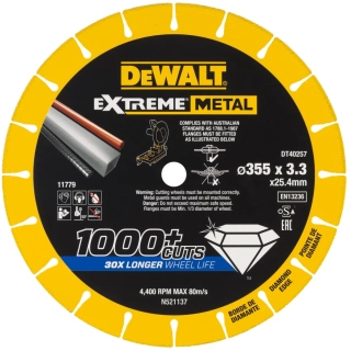 Řezný diamantový 355 mm kotouč na kov DT40257